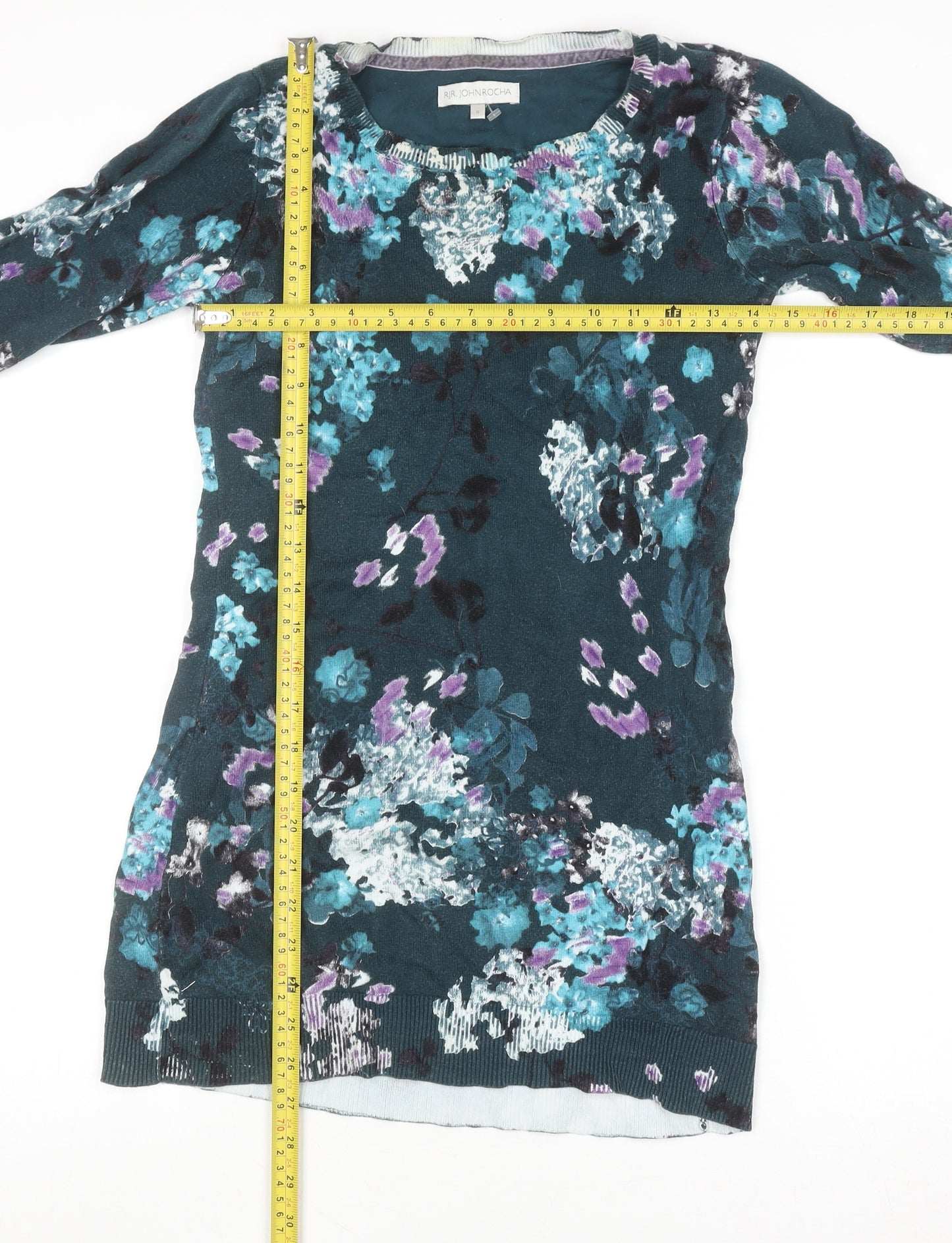 RJR John Rocha Women's Multicoloured Floral Cotton Jumper Size 8