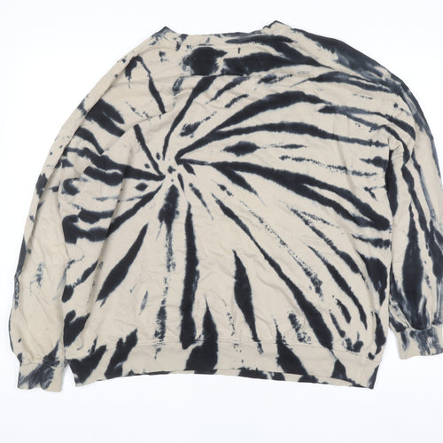 Pull & Bear Womens Beige Tie-Dye Crew Neck Cotton Pullover Jumper Size 12