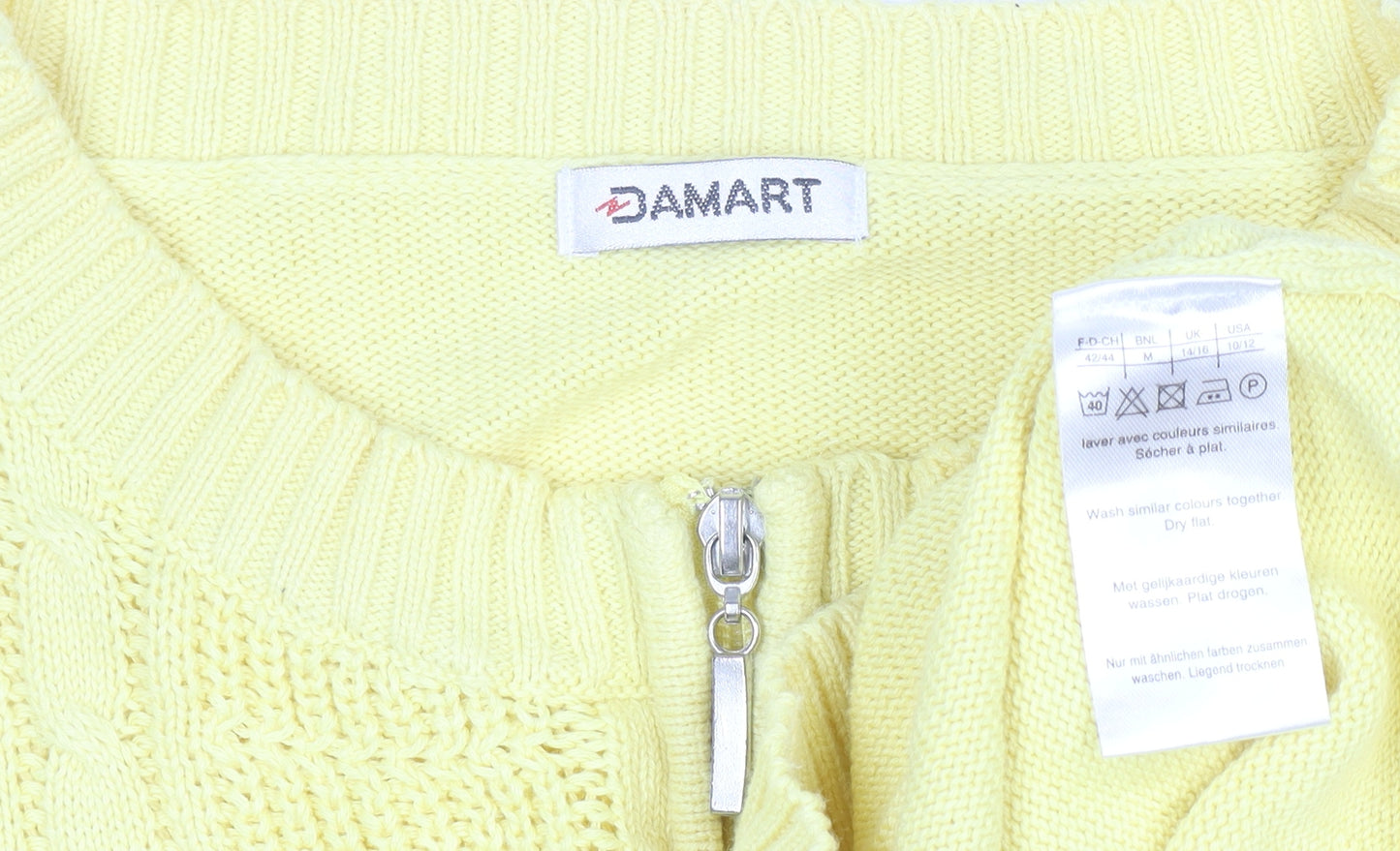 Damart Women’s Yellow Cotton Full Zip Cardigan Size 14