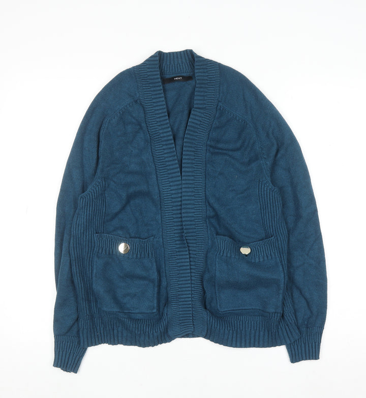 Next Women Blue V-Neck Long Sleeve Knit Cardigan Size S