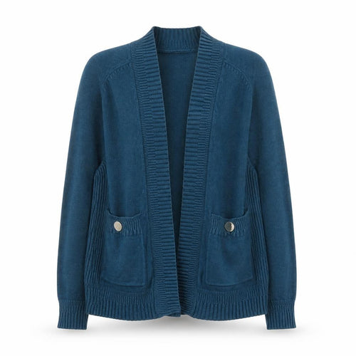 Next Women Blue V-Neck Long Sleeve Knit Cardigan Size S