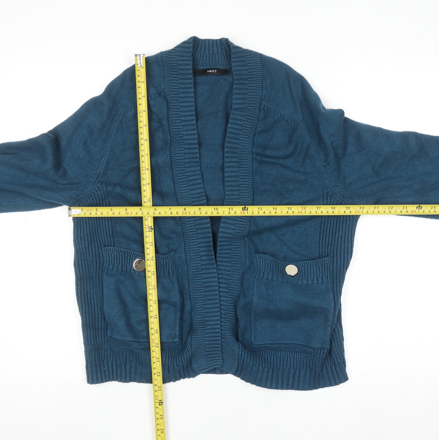 Next Women Blue V-Neck Long Sleeve Knit Cardigan Size S