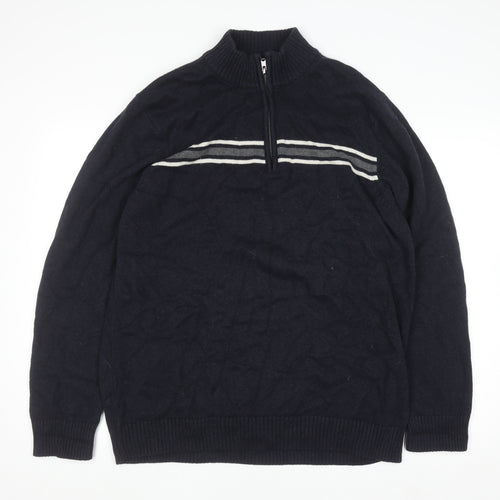 G.H. Bass & Co. Men's Blue Cotton 1/2 Zip Jumper Size L