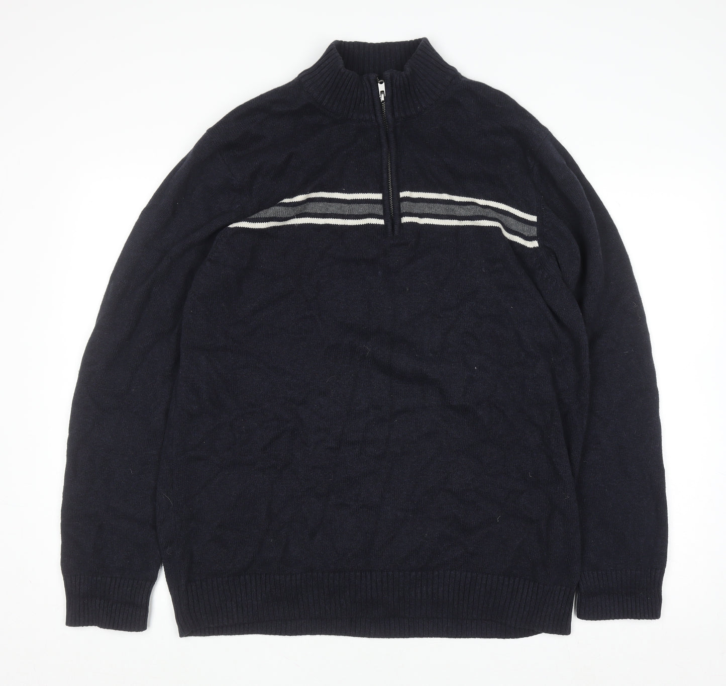 G.H. Bass & Co. Men's Blue Cotton 1/2 Zip Jumper Size L