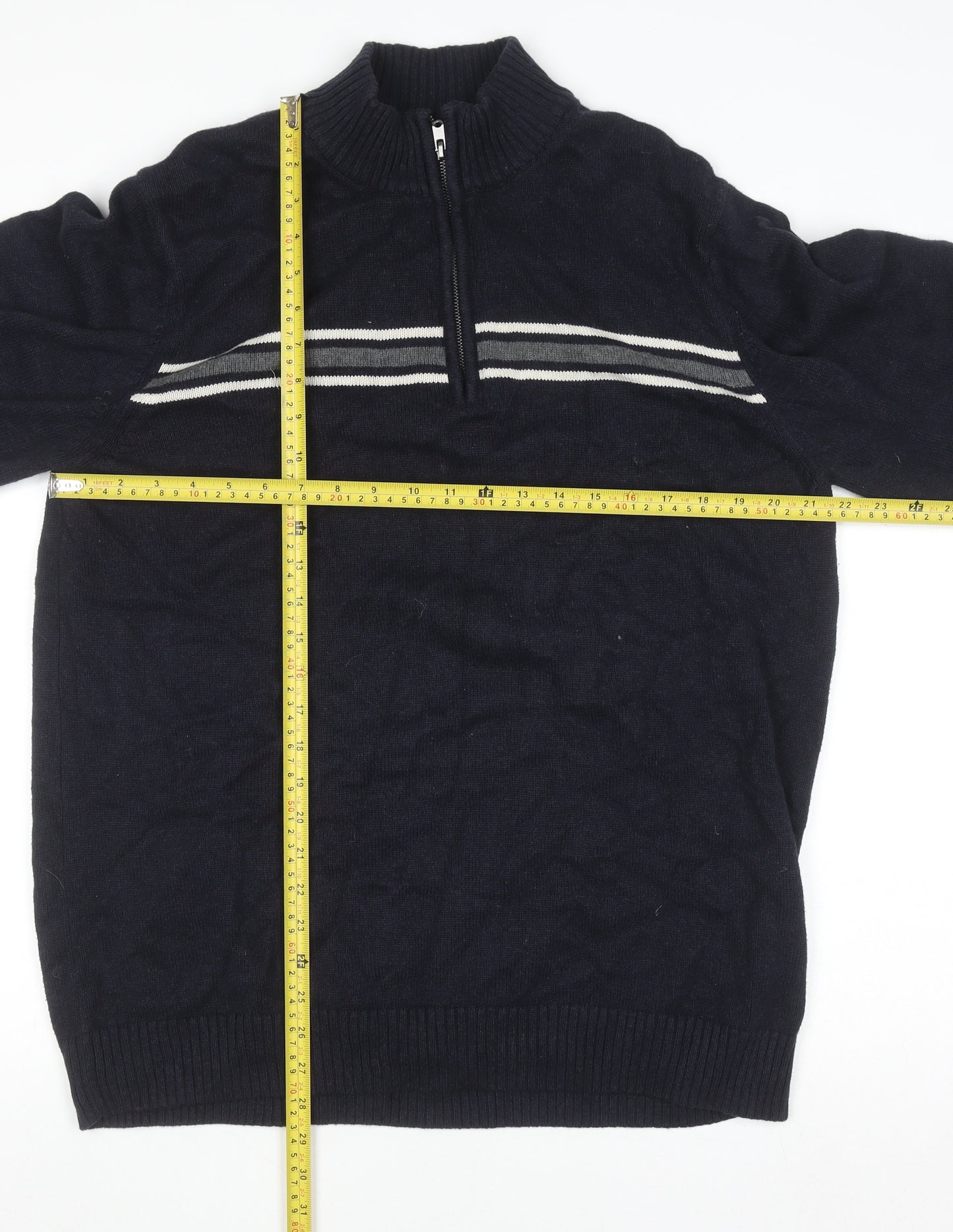 G.H. Bass & Co. Men's Blue Cotton 1/2 Zip Jumper Size L