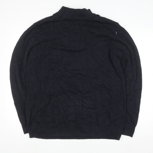 G.H. Bass & Co. Men's Blue Cotton 1/2 Zip Jumper Size L