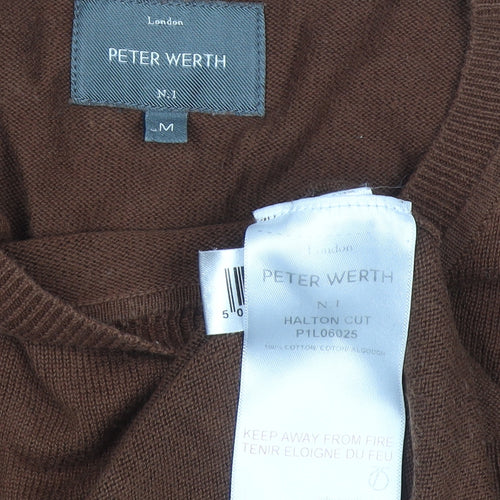 Peter Werth Men's Brown Cotton Crew Neck Jumper Size M