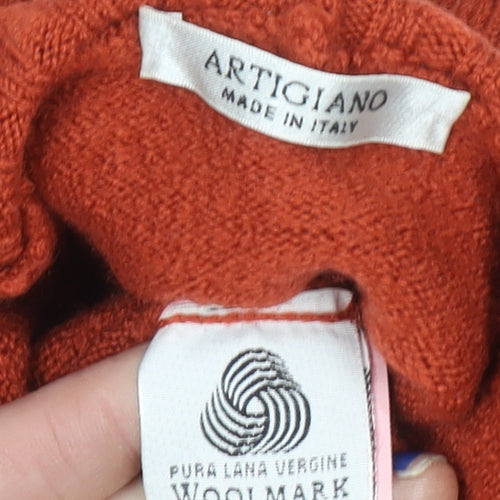 Artigiano Women’s Red Roll Neck Pure New Wool Jumper Size 16