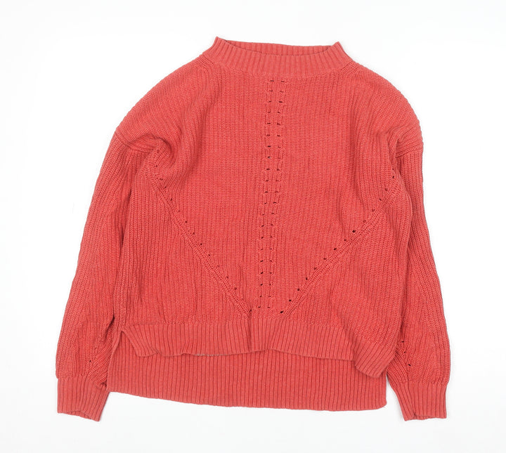 Fat Face Women’s Pink Cotton Mock Neck Knit Jumper Size 12