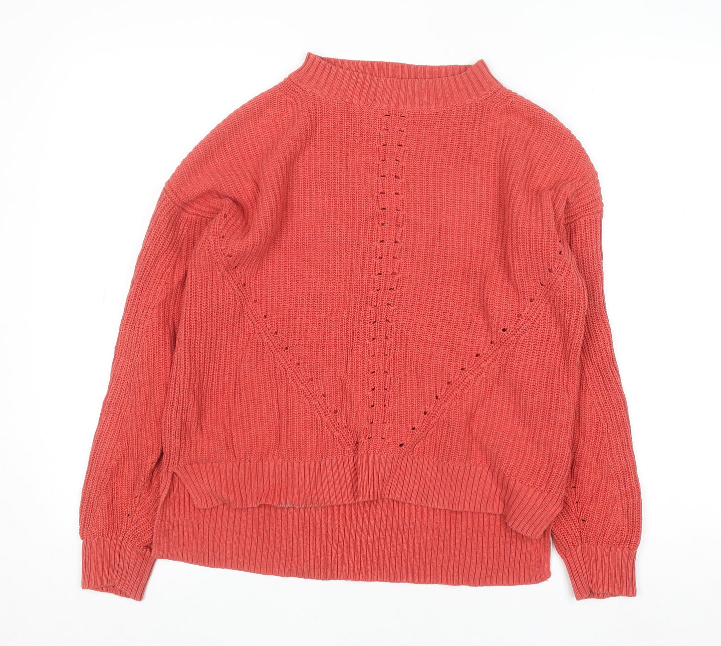 Fat Face Women’s Pink Cotton Mock Neck Knit Jumper Size 12