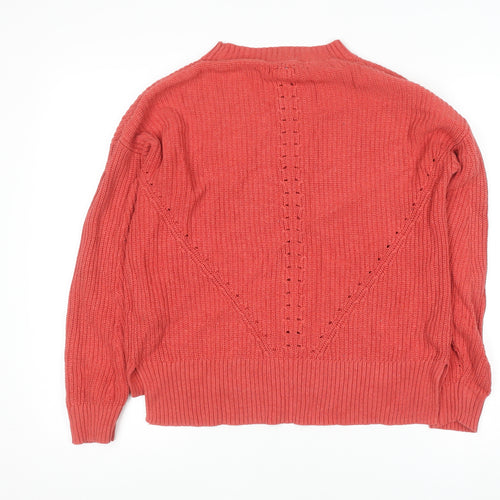 Fat Face Women’s Pink Cotton Mock Neck Knit Jumper Size 12