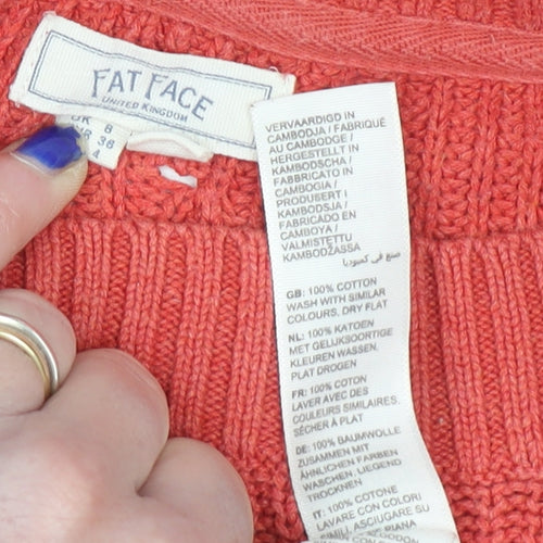 Fat Face Women’s Pink Cotton Mock Neck Knit Jumper Size 12