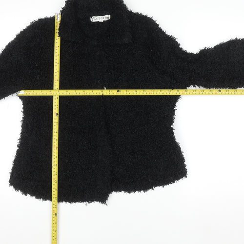 Factotum Women's Black Collared Fleece Cardigan Jumper One Size