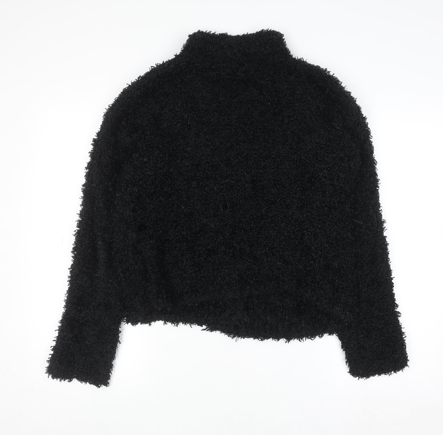 Factotum Women's Black Collared Fleece Cardigan Jumper One Size