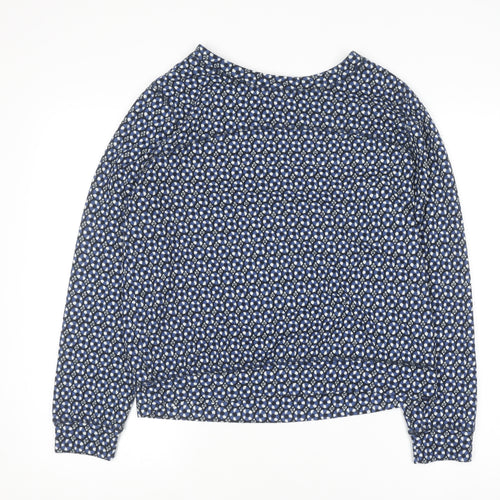 H&M Women Blue Geometric Crew Neck Long Sleeve Pullover Jumper Size S