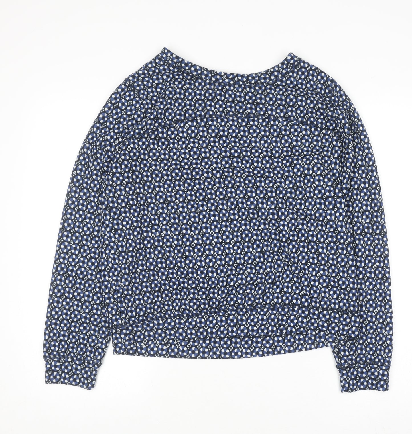 H&M Women Blue Geometric Crew Neck Long Sleeve Pullover Jumper Size S