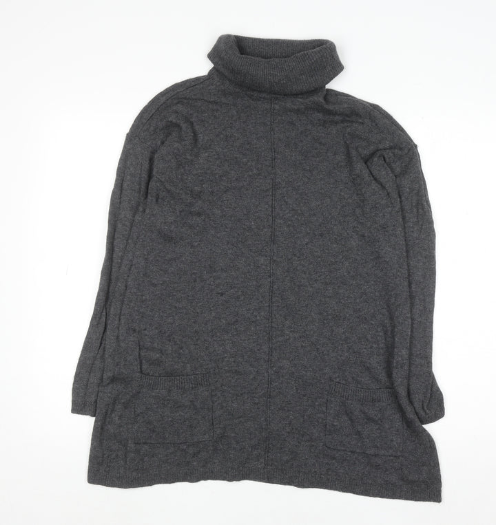 Fat Face Women Grey Roll Neck Long Sleeve Tunic Jumper Size 8