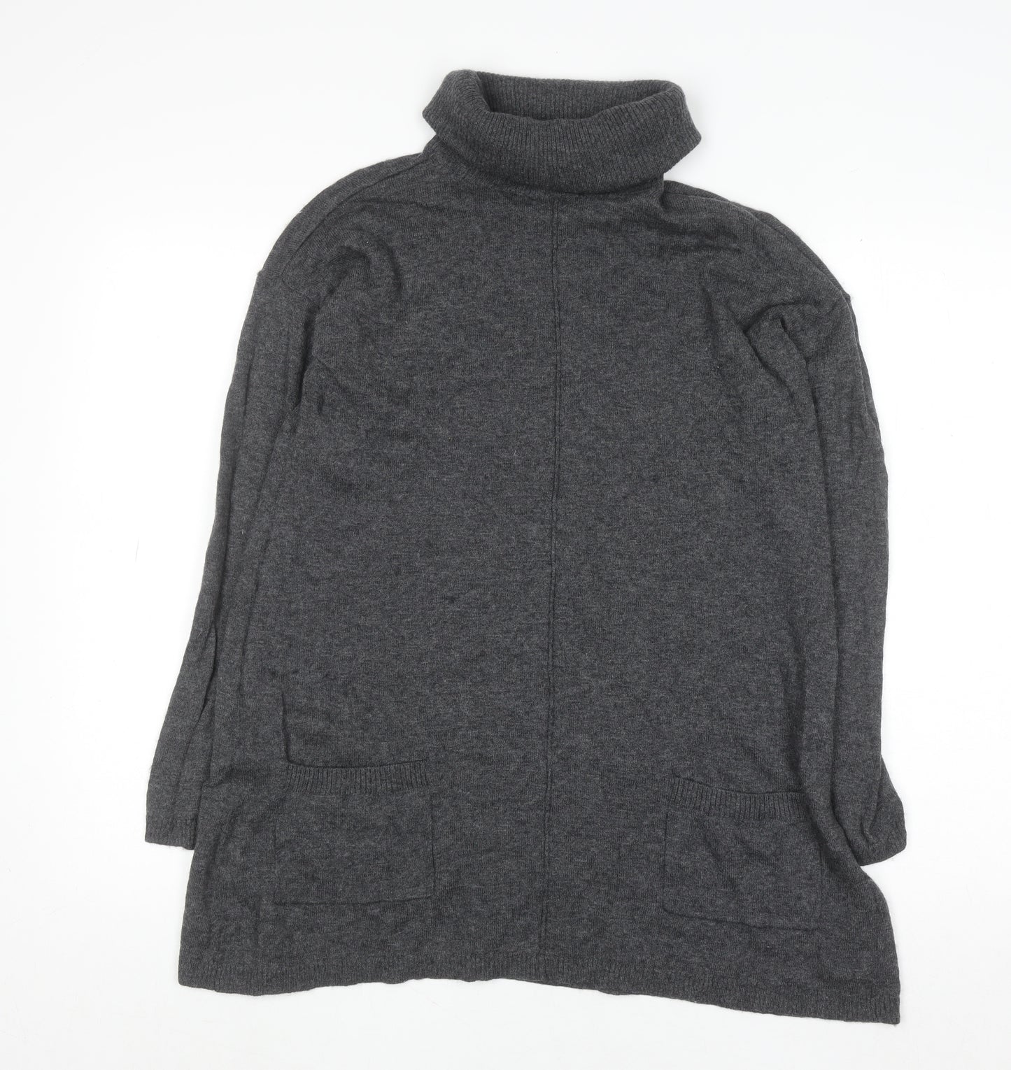 Fat Face Women Grey Roll Neck Long Sleeve Tunic Jumper Size 8