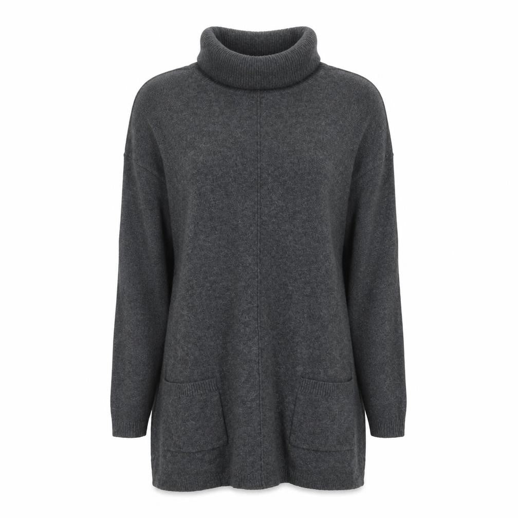 Fat Face Women Grey Roll Neck Long Sleeve Tunic Jumper Size 8