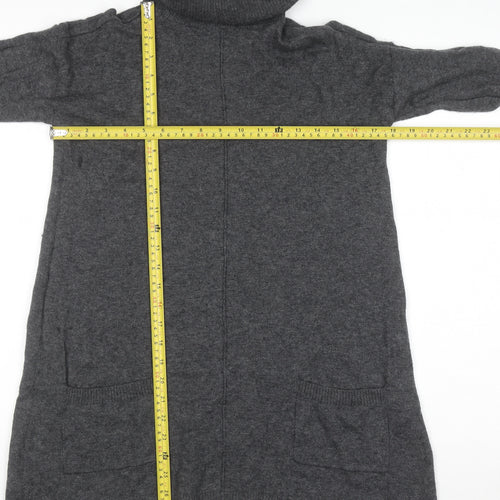 Fat Face Women Grey Roll Neck Long Sleeve Tunic Jumper Size 8