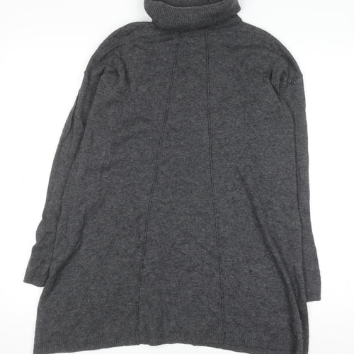 Fat Face Women Grey Roll Neck Long Sleeve Tunic Jumper Size 8