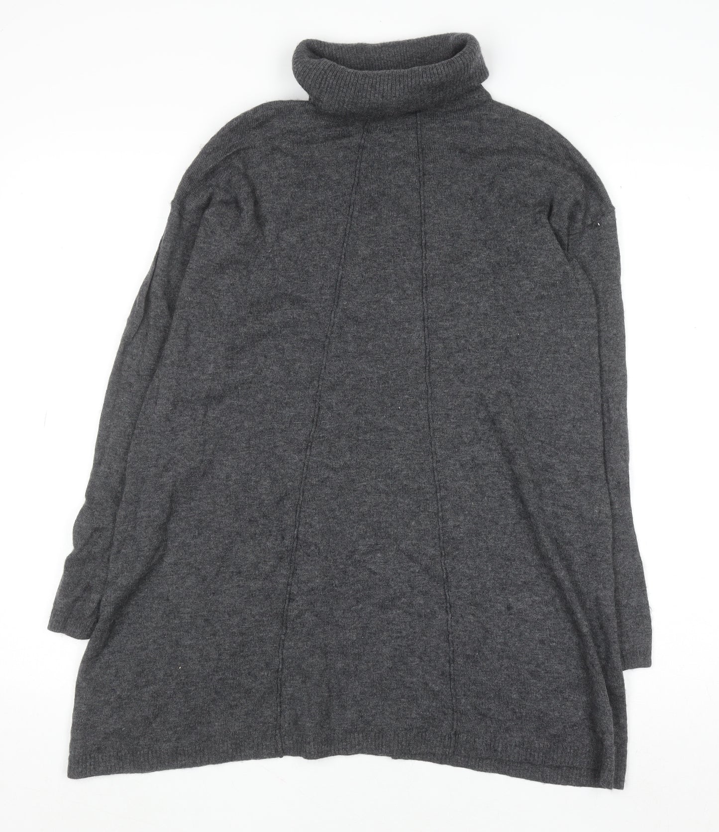 Fat Face Women Grey Roll Neck Long Sleeve Tunic Jumper Size 8