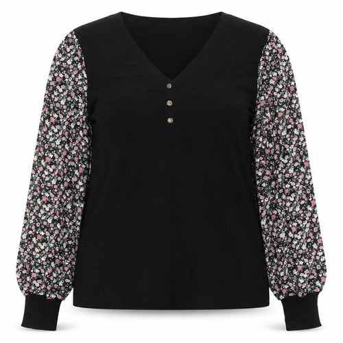 M&Co Women’s Black Floral Sleeve Tunic Blouse Size 14
