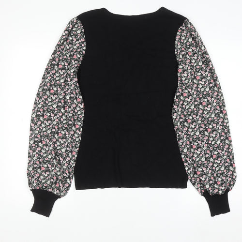 M&Co Women’s Black Floral Sleeve Tunic Blouse Size 14