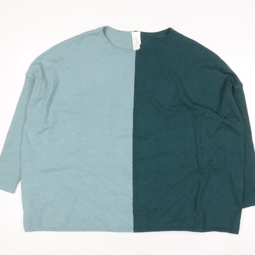 Wynne Layers Women’s Green Colourblock Knit Pullover Jumper Size S