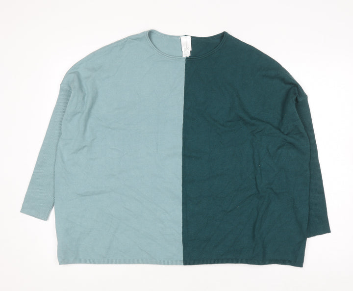 Wynne Layers Women’s Green Colourblock Knit Pullover Jumper Size S