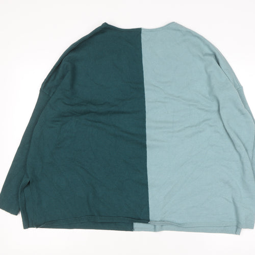 Wynne Layers Women’s Green Colourblock Knit Pullover Jumper Size S