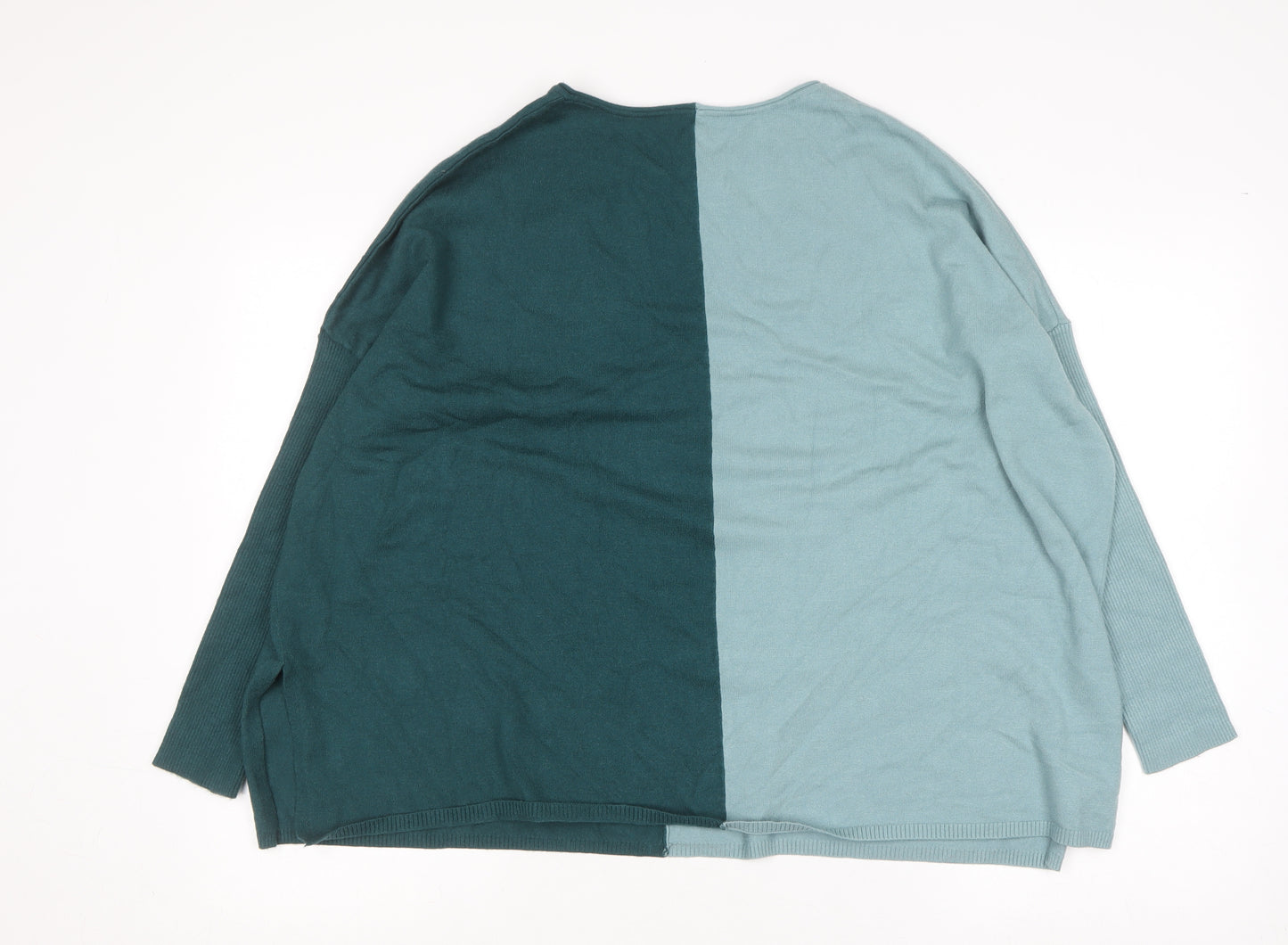 Wynne Layers Women’s Green Colourblock Knit Pullover Jumper Size S