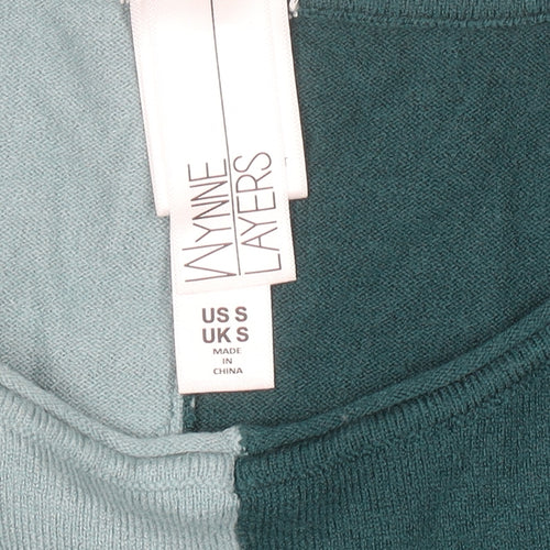 Wynne Layers Women’s Green Colourblock Knit Pullover Jumper Size S