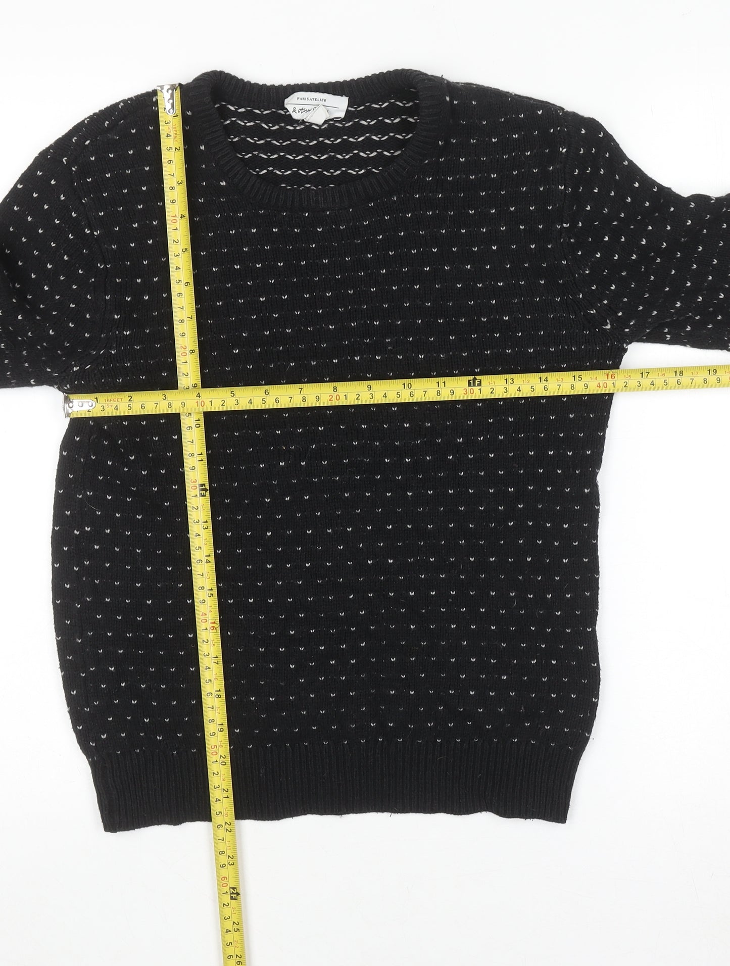 & Other Stories Womens Black XS Cotton Wool Knit Jumper