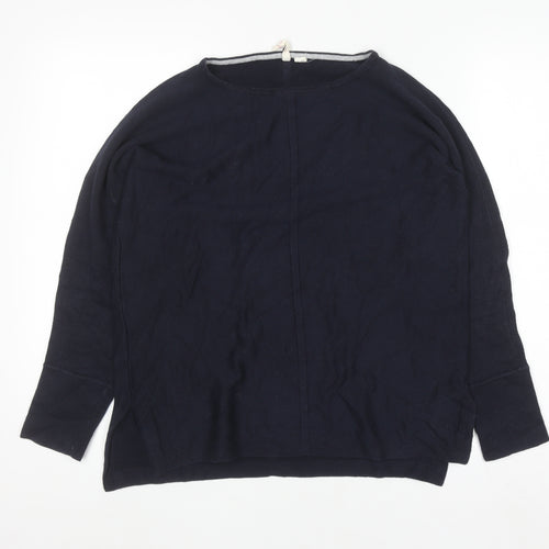 White Stuff Womens Blue Cotton Blend Crew Neck Jumper Size 10