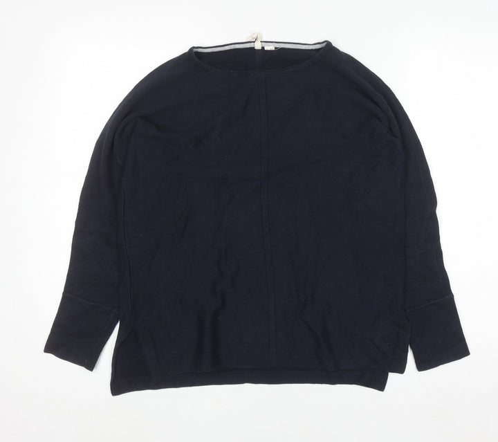 White Stuff Womens Blue Cotton Blend Crew Neck Jumper Size 10