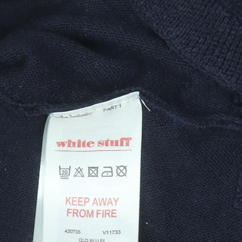 White Stuff Womens Blue Cotton Blend Crew Neck Jumper Size 10