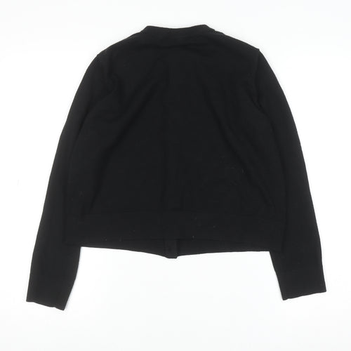ZARA Women Black Cotton Blend Crew Neck Button Cardigan M