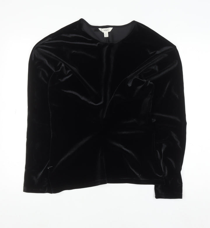 Marks and Spencer Women’s Black Velvet Long Sleeve Blouse Size 12