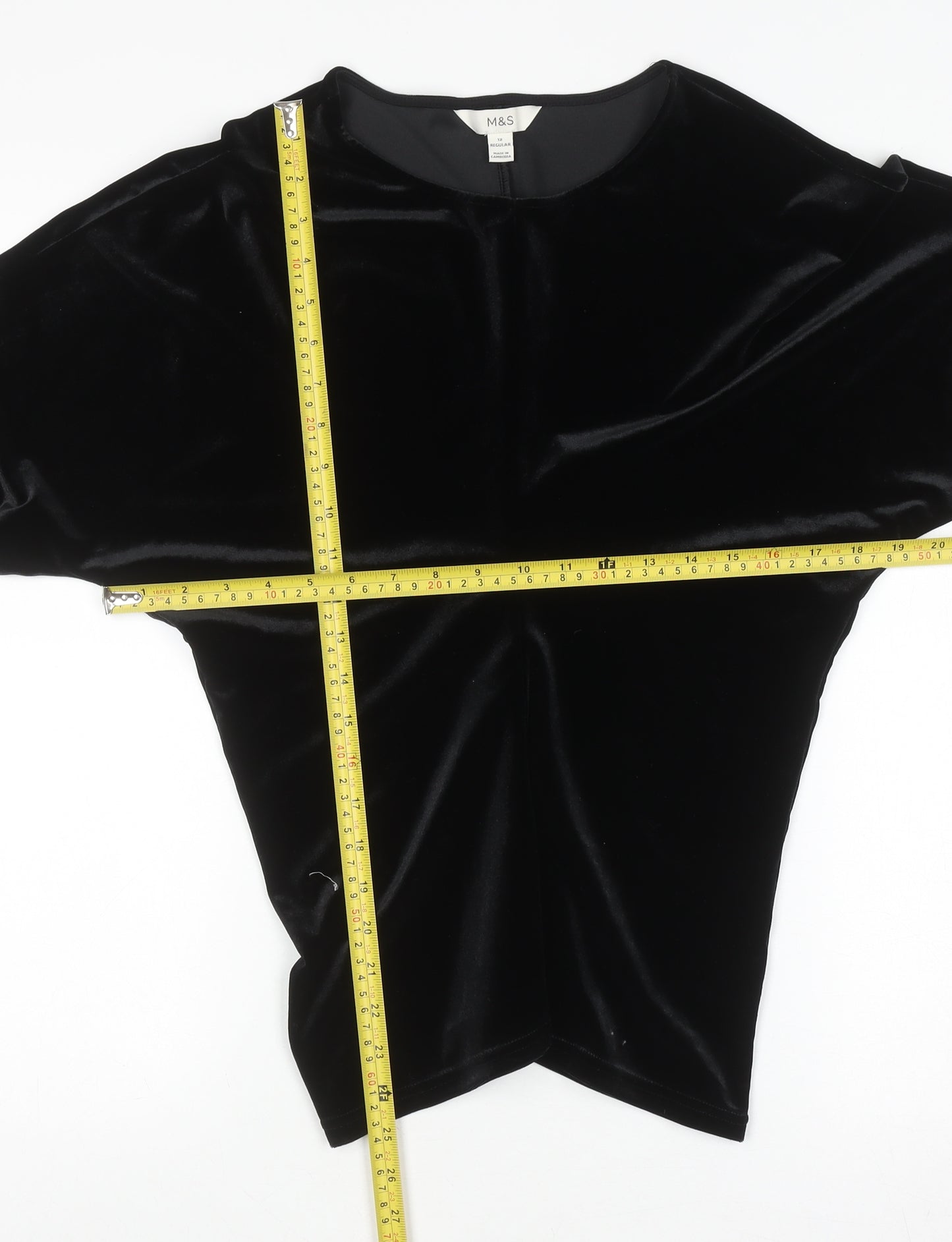Marks and Spencer Women’s Black Velvet Long Sleeve Blouse Size 12