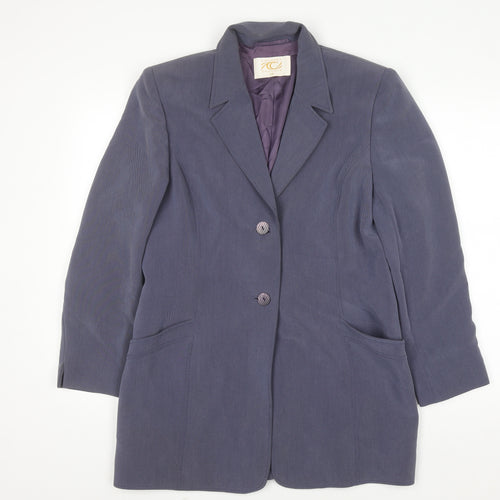 Country Casuals Women Blue Size 14 Wool Blend Single-Breasted Blazer