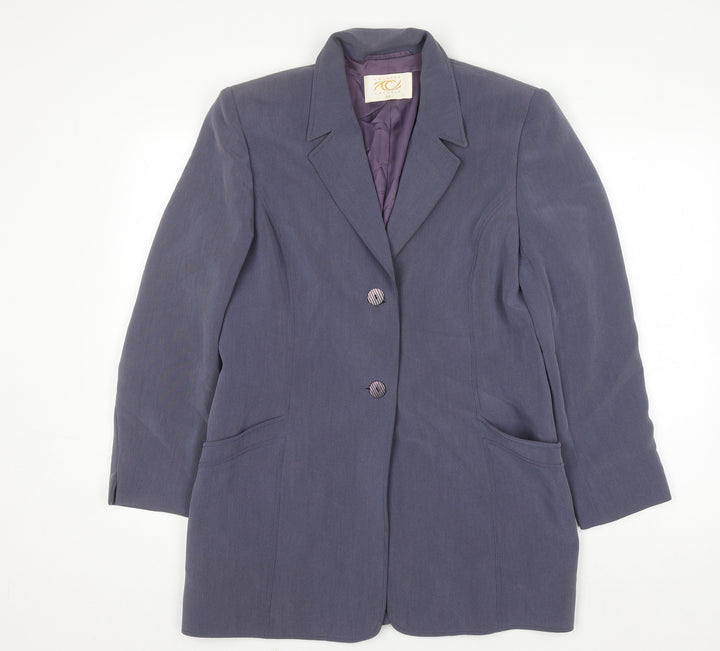 Country Casuals Women Blue Size 14 Wool Blend Single-Breasted Blazer