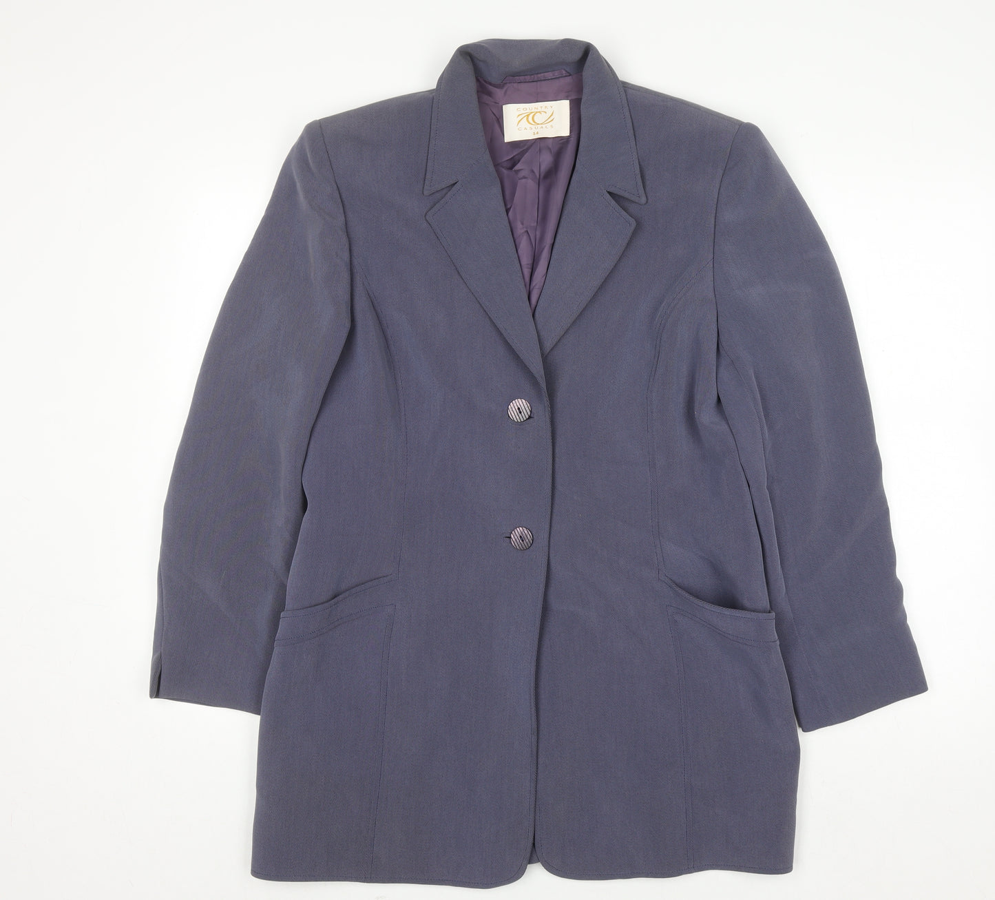 Country Casuals Women Blue Size 14 Wool Blend Single-Breasted Blazer