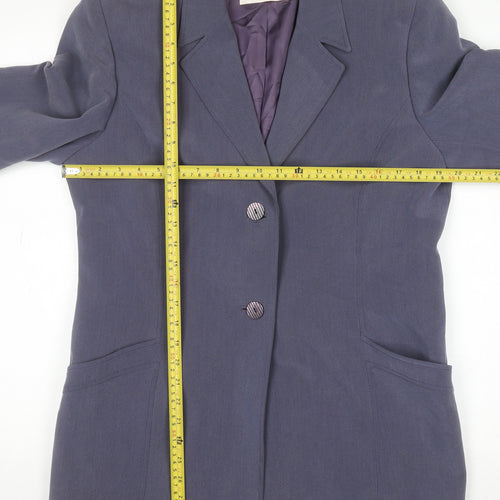 Country Casuals Women Blue Size 14 Wool Blend Single-Breasted Blazer