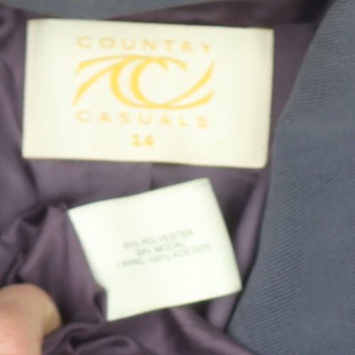 Country Casuals Women Blue Size 14 Wool Blend Single-Breasted Blazer