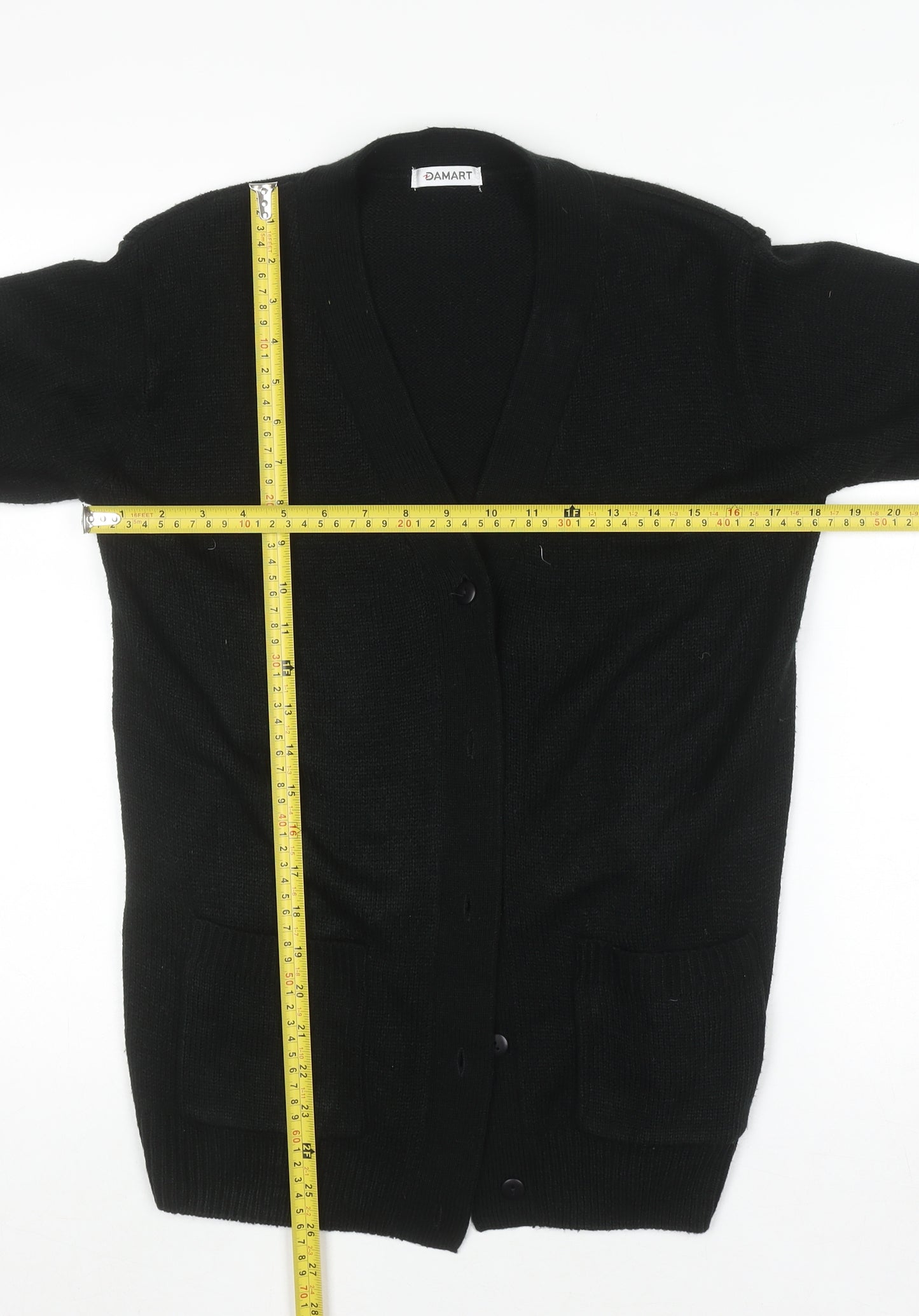 Damart Women’s Black V-Neck Button Knit Cardigan XS