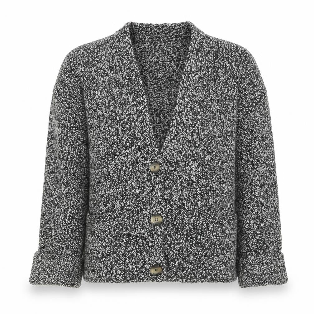 Marks & Spencer Women’s Grey Chunky Knit V-Neck Button Cardigan Size M