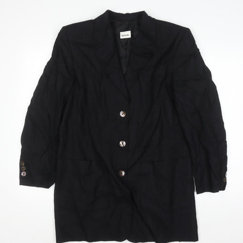 Lecomte Women's Black Linen Long Blazer Size 10