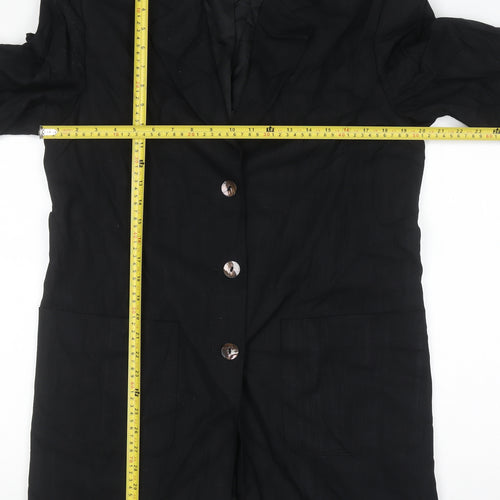 Lecomte Women's Black Linen Long Blazer Size 10