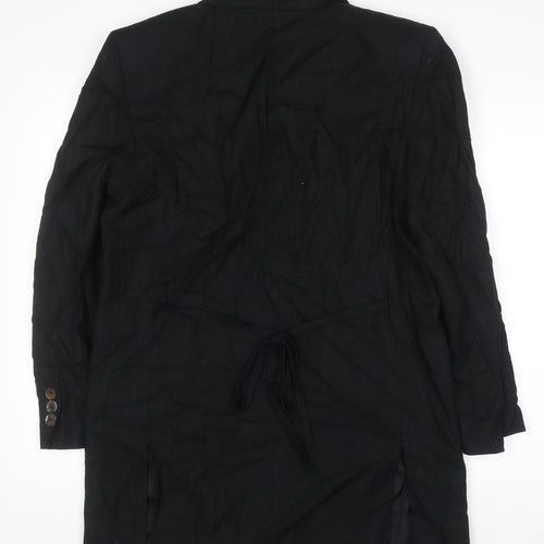Lecomte Women's Black Linen Long Blazer Size 10